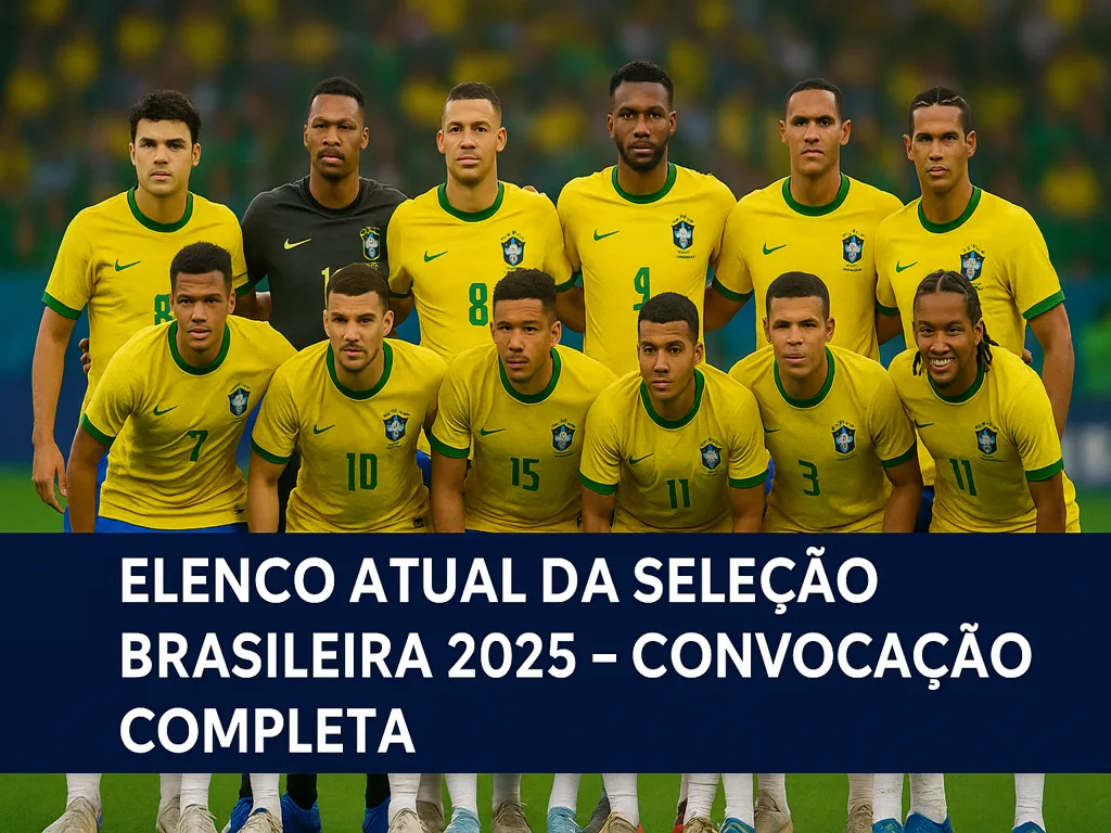 Elenco completo da Seleção Brasileira em 2025, com Neymar, Vinícius Júnior, Rodrygo, Endrick, Casemiro, Alisson e Marquinhos convocados para as Eliminatórias da Copa 2026.